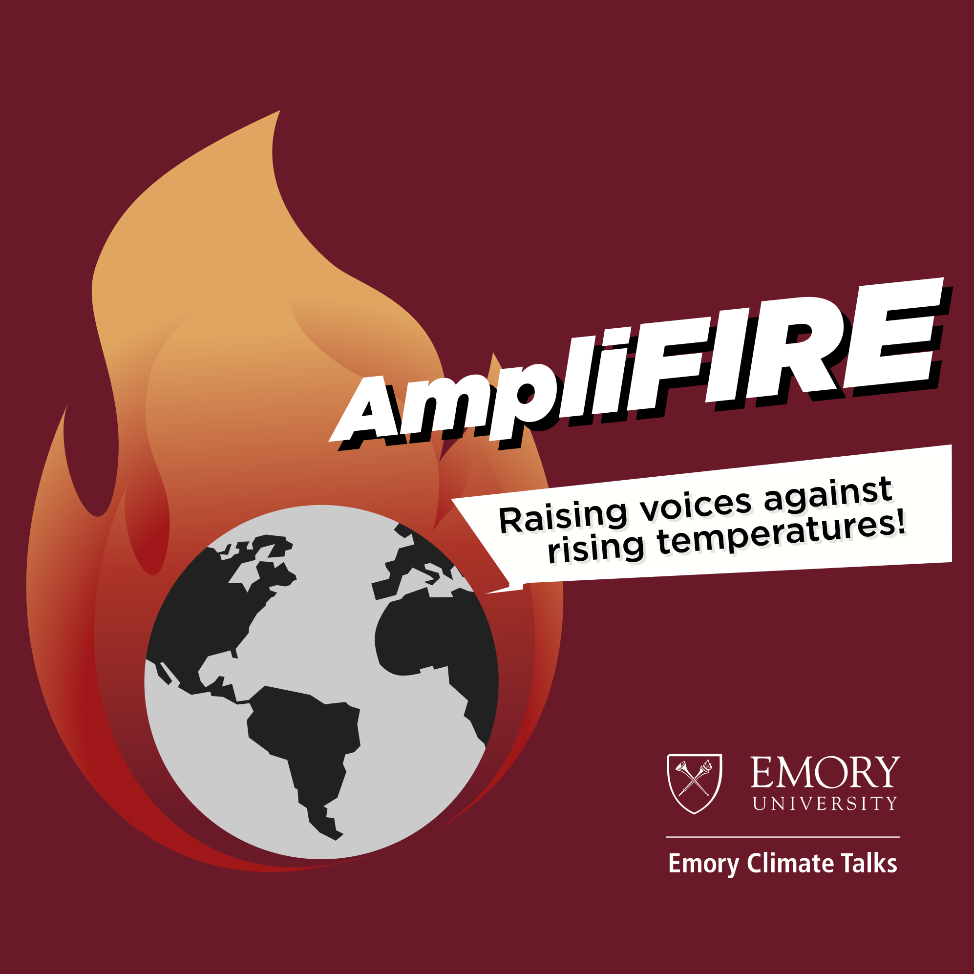 Album artwork for Amplifire podcast. Depicts a globe on fire