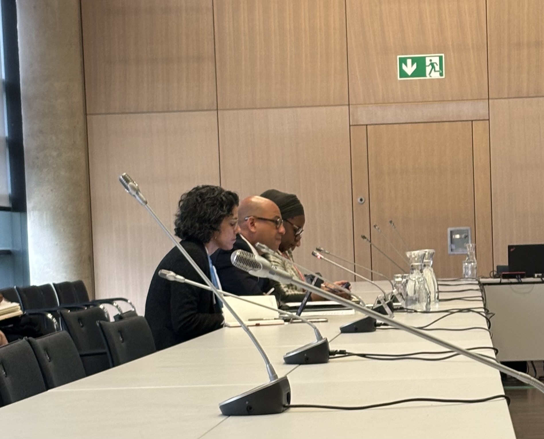 UNFCCC Executive Secretary Simon Stiell (middle) hosts a panel with observer organizations during week two of the conference.